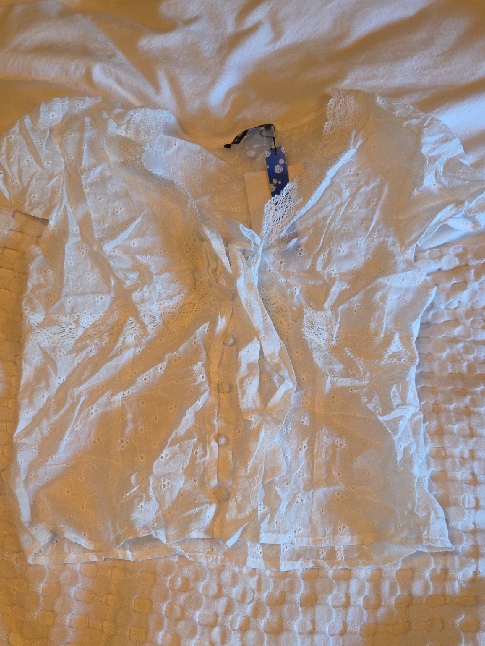 Cider White Eyelet Button-Up Blouse